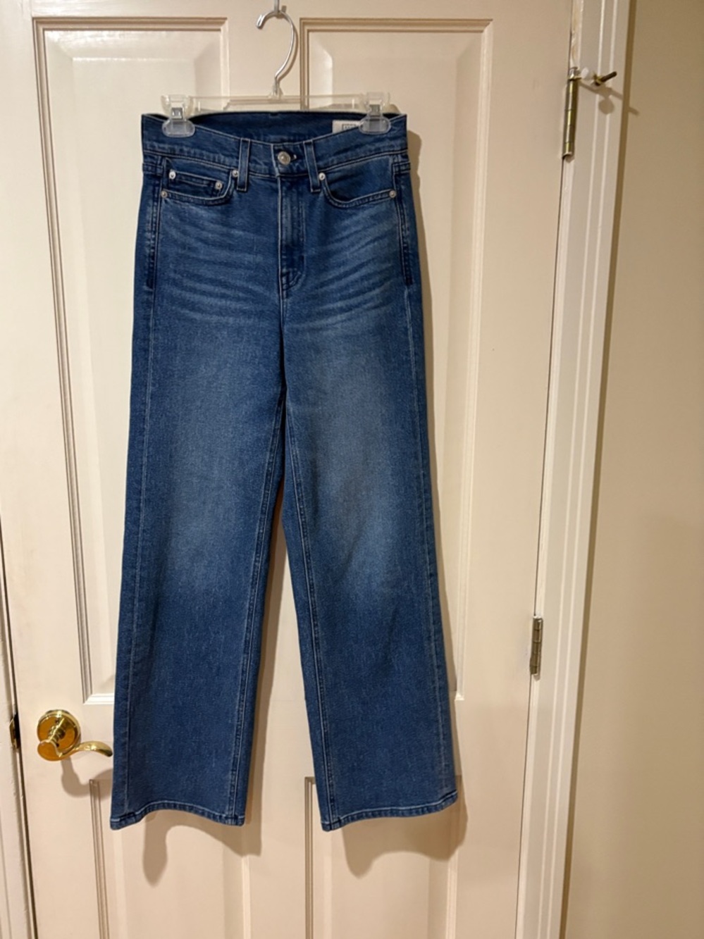 AYR High-Rise Wide-Leg Jeans in Medium Blue Wash 26 S